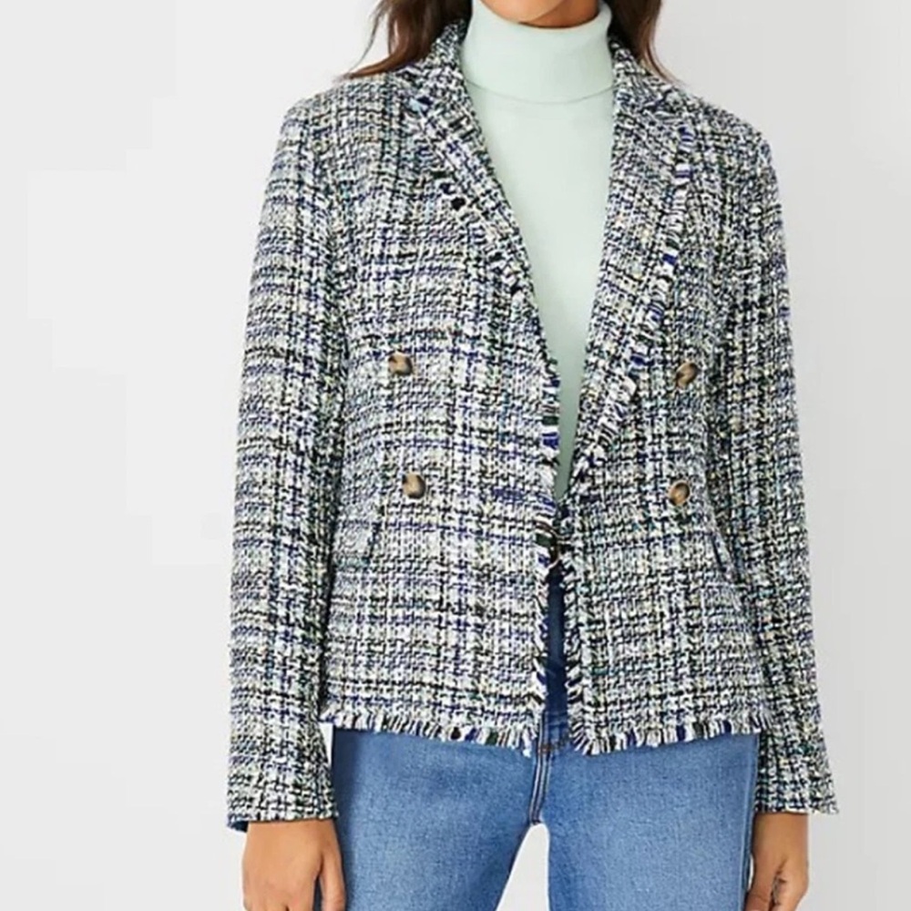 Ann Taylor Blue Tweed Blazer